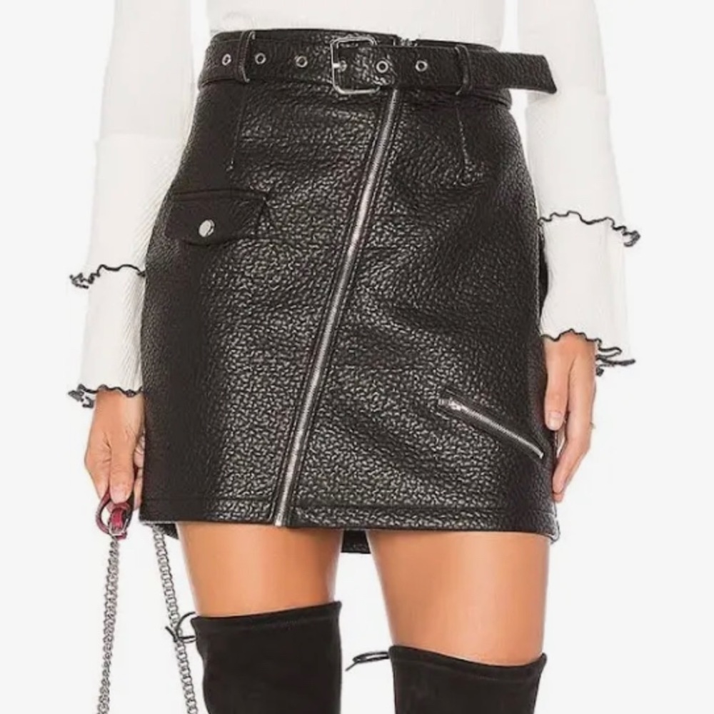 MINKPINK Attitude Faux Leather Biker Skirt